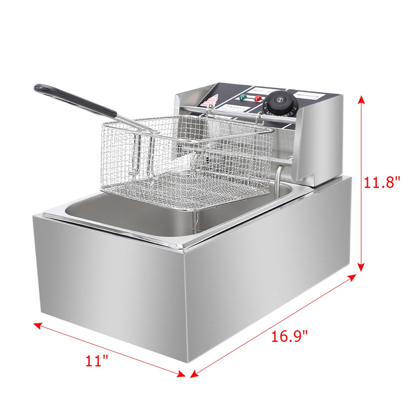 HydroHealth Deep Fryer 6.3QT Fryer 2500W Deep Fat Fryer with Temperature Control, Electric Deep Fryer with Lid Cover, Cool Touch Fry Basket with Plastic Handle for Fried Food, Easy to Clean, Oil Filter